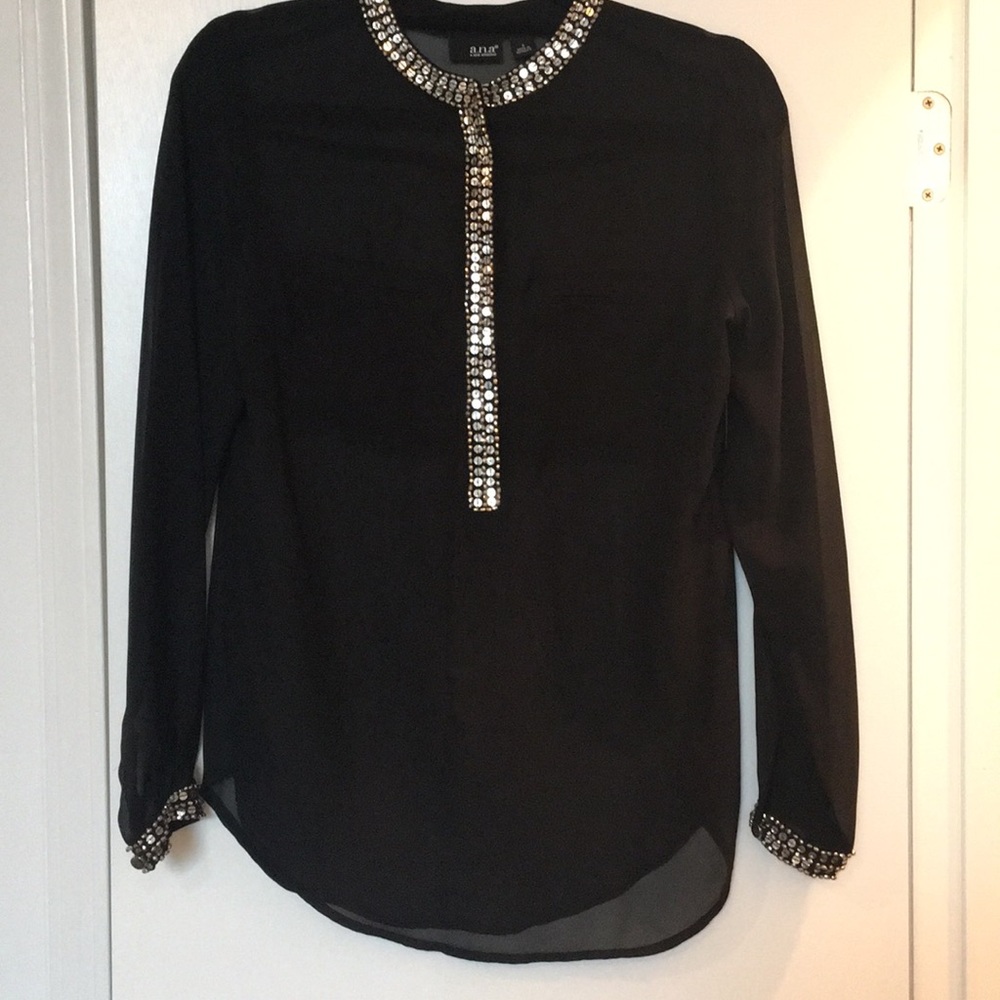 a.n.a Sheer Blouse w/Sequin Detail
